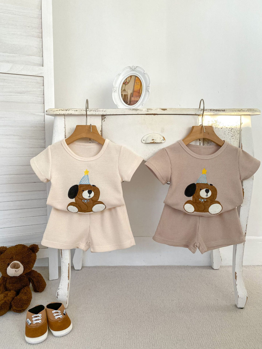 Loupi set 0-3 Jaar – Zomeroutfit voor Meisjes en Jongens – 2-delig - Beige/Bruin