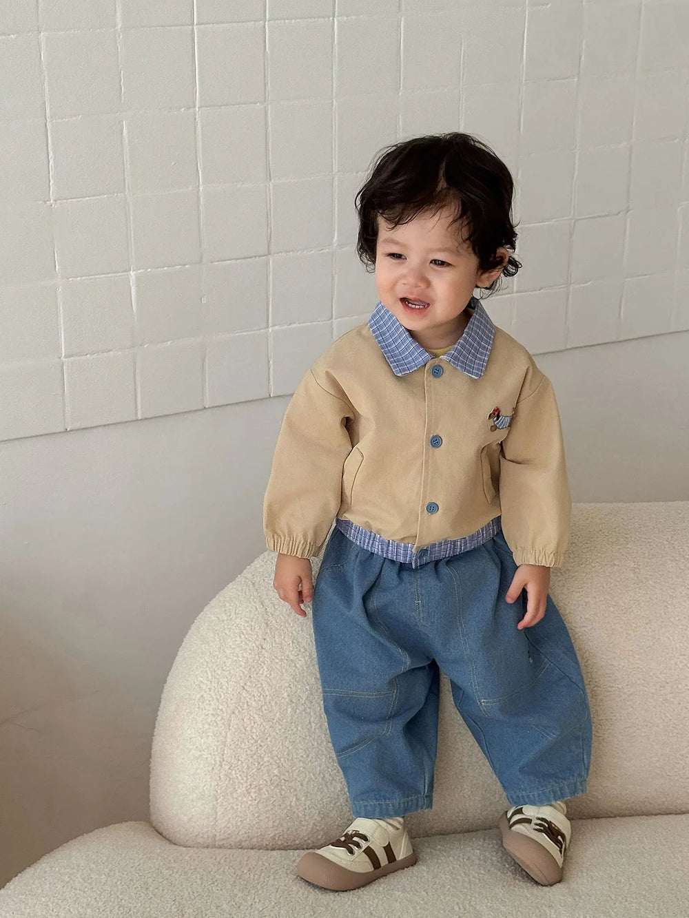 Casual Baby & Peuter Baseball Jasje – Herfst, Patchwork & Borduursels, Unisex