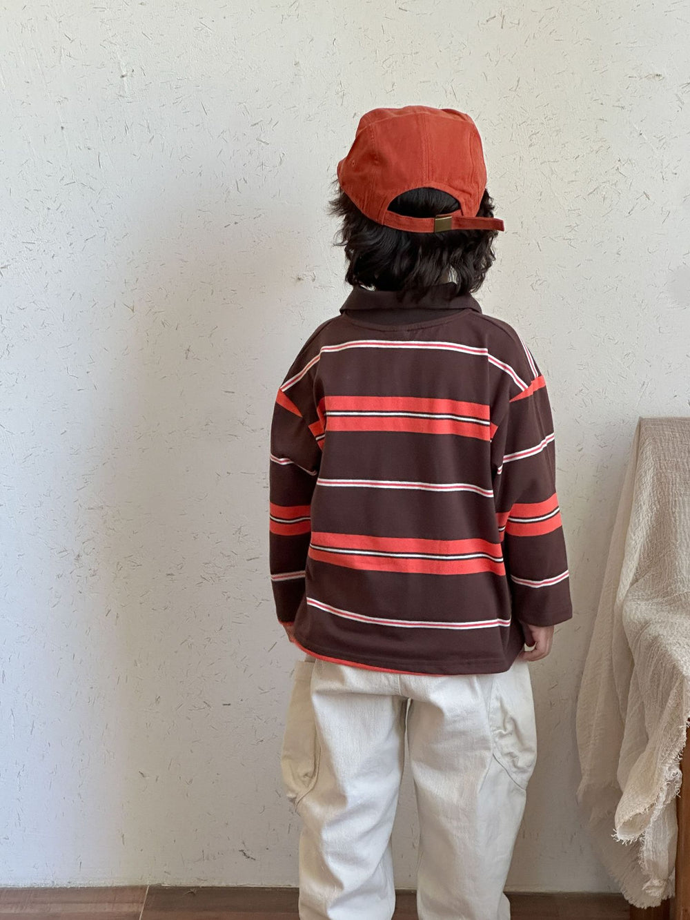 Polo met Strepen - LuckyStripe Unisex, Bruin/Grijs, Katoen, Maat 0-8 Jaar