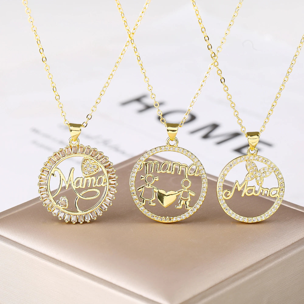 Mama Ketting Goud – Moederdag Hanger met Zirkonia Cadeau voor Moeder