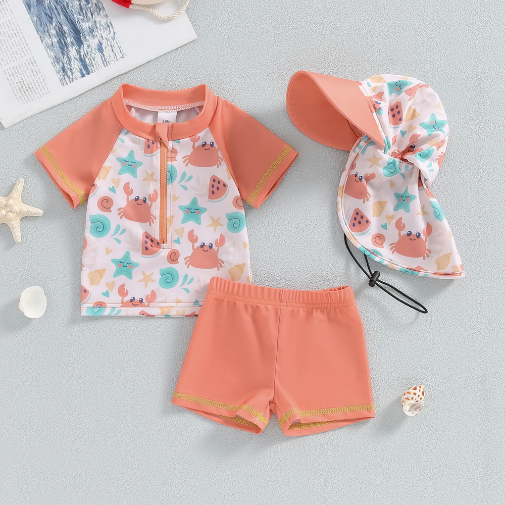 Kinder Zwemset met UV Bescherming – 3-Delig (Shirt, Broek & Zonnehoed) 0–3 Jaar