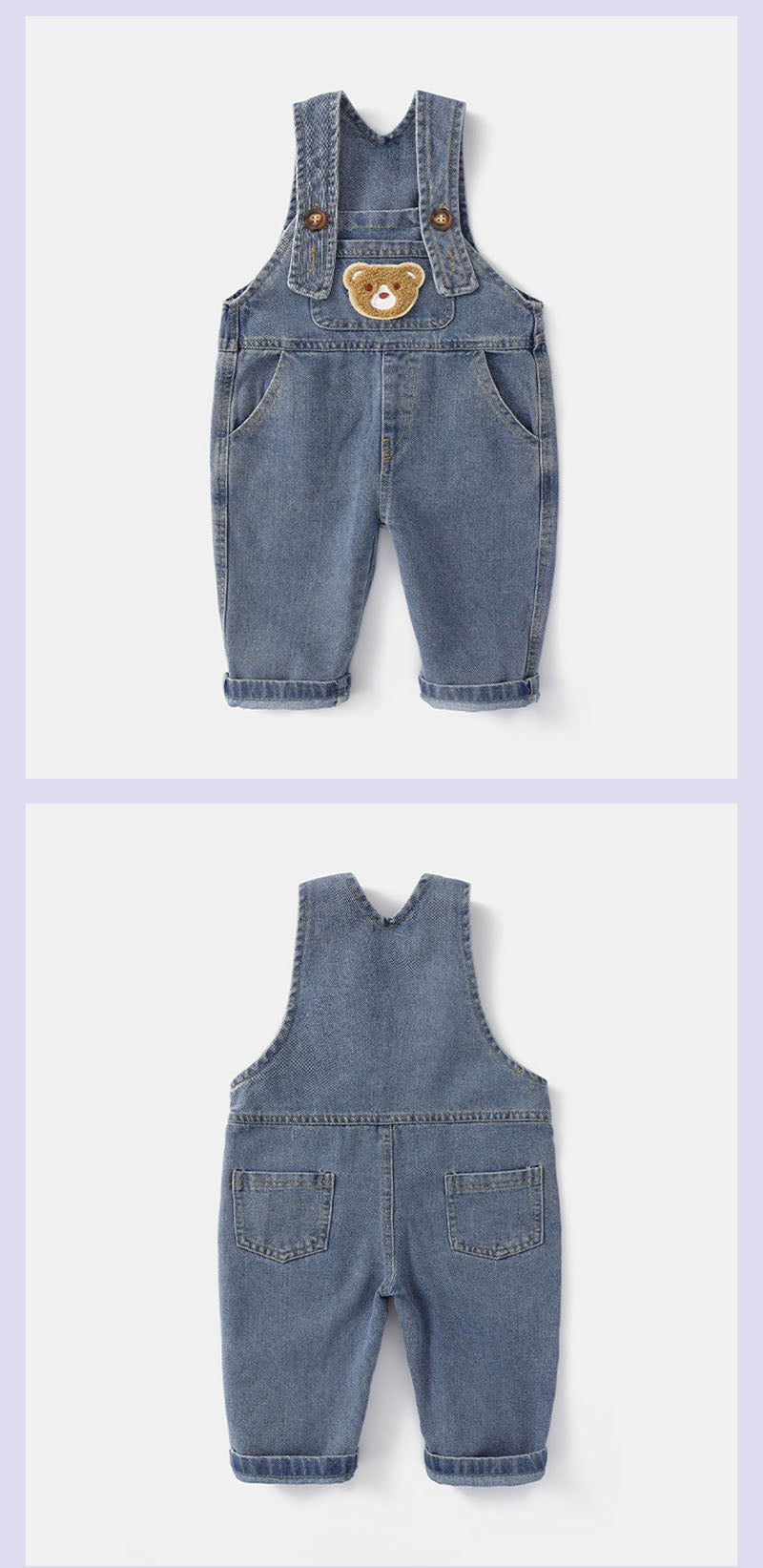 Tuinbroek met Beer - TeddyDenim Spijkeroverall Unisex, Blauw, Katoen, Denim, Maat 0-5 Jaar