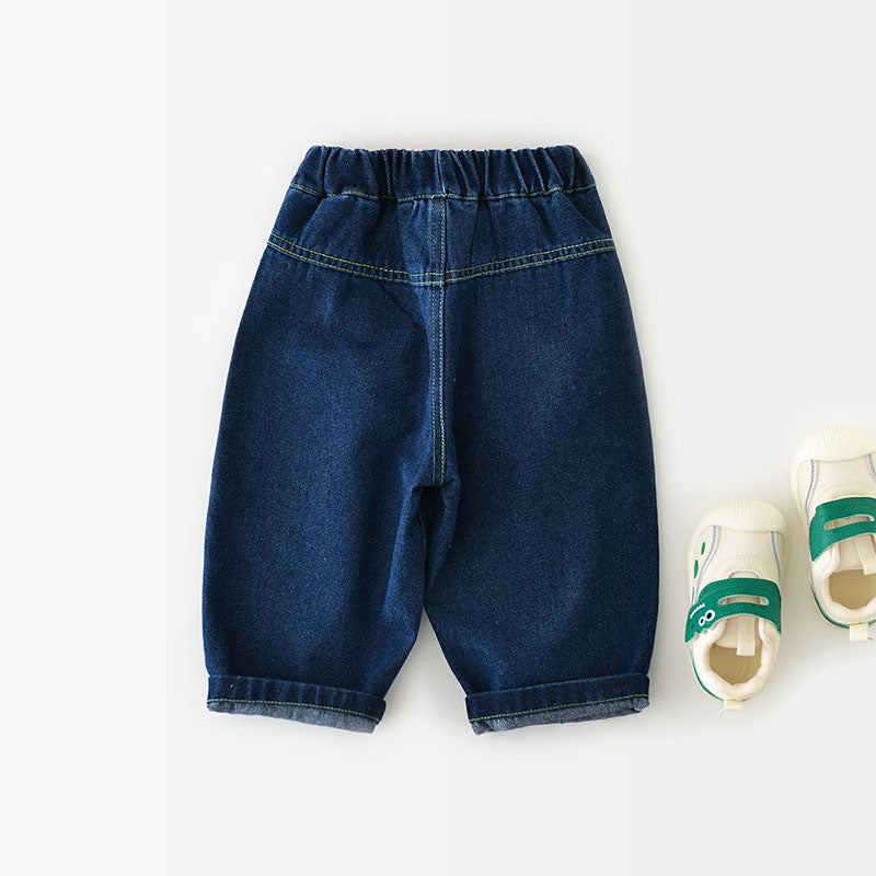 Spijkerbroek met Autoprint - Little Wheels Jeans Jongens, Blauw, Katoen, Denim, 0-3 Jaar