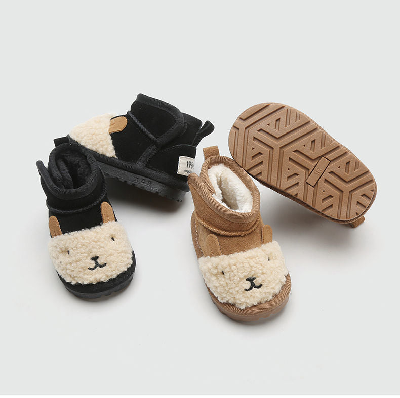 Enkellaars met Cartoon – Nico Unisex, Bruin/Zwart, Suède, Maat 18-39-More For Mini