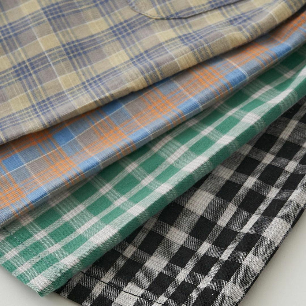 Short - PlaidyPlay Unisex, Groen/Zwart/Oranje/Geel, Katoen, Maat 0-6 Jaar