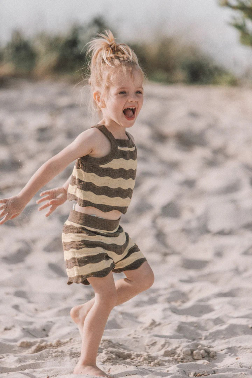 Terra Mini Coco Wave Baby Zomersetje – Top + Short – Natuurlijke Kleuren – Gebreide Katoenmix – 0-2 Jaar – Uniseks Zomeroutfit