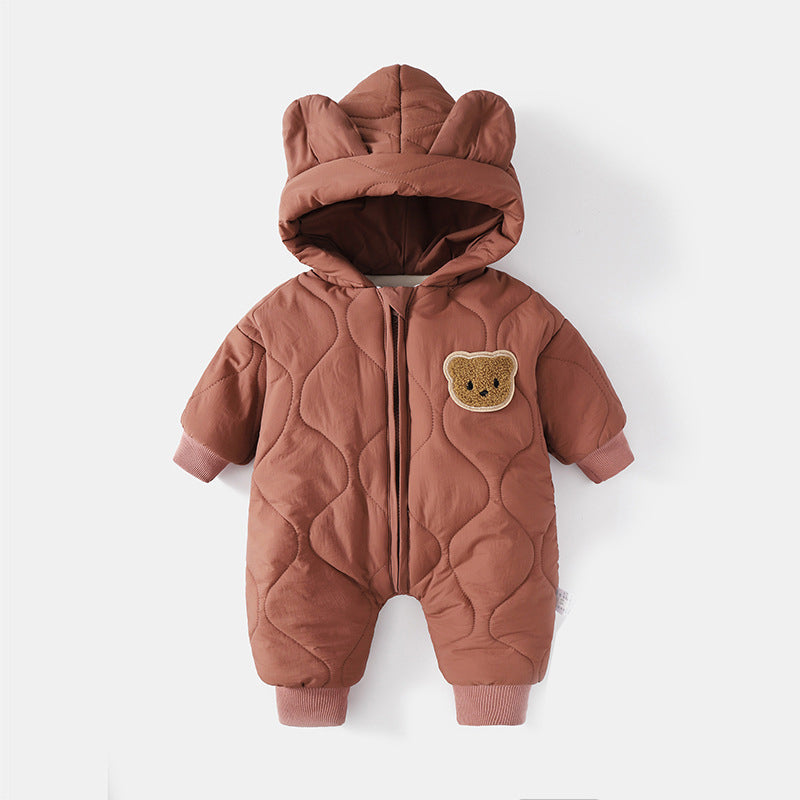 Onesie Met Berenoren - Accra Unisex, Beige/Groen/Koffie, Katoen, Maat 6-18 Maanden-More For Mini