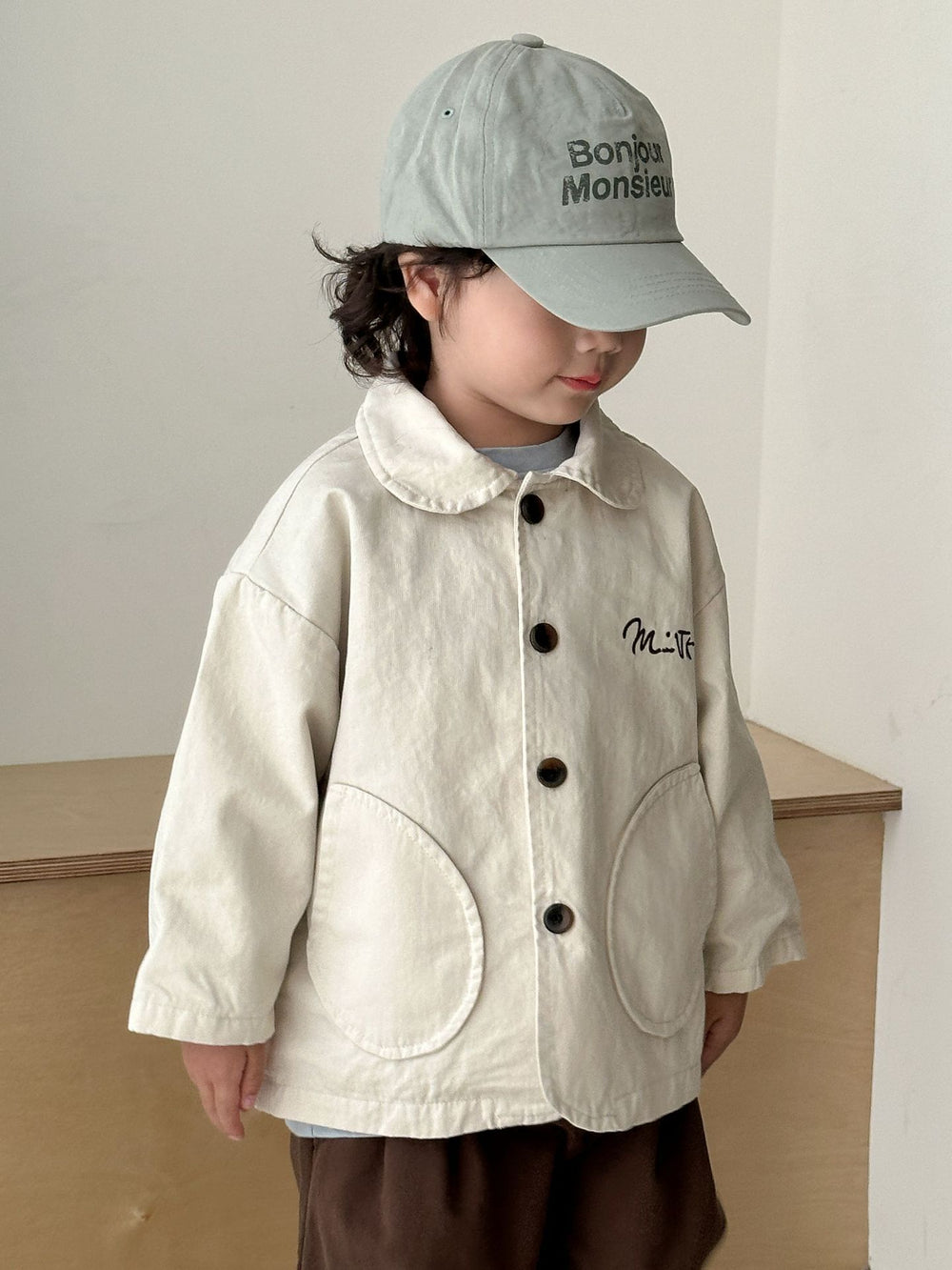 Jas - LittleUrban Unisex, Grijs/Beige, Katoen, Maat 0-8 Jaar