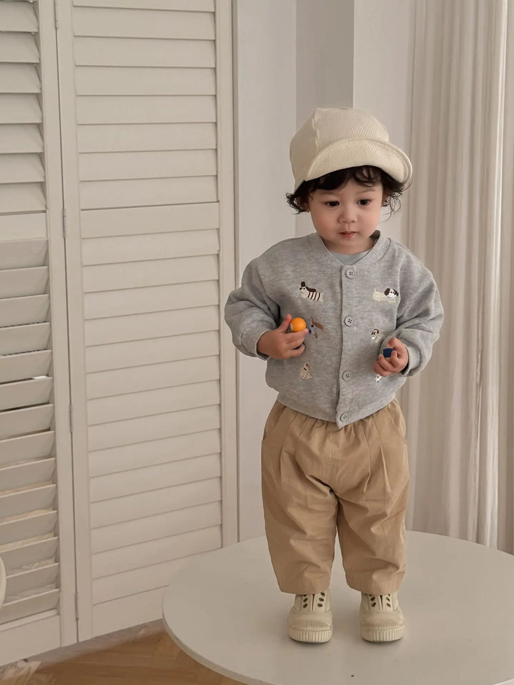 Trendy Baby & Peuter Baseball Jas – Herfst, Honden Borduursels & Comfortabel