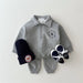 Set met Broek en Trui - Winter Luxe Jongens, Wit/Grijs/Blauw, Katoen, Maat 0-5 Jaar-More For Mini