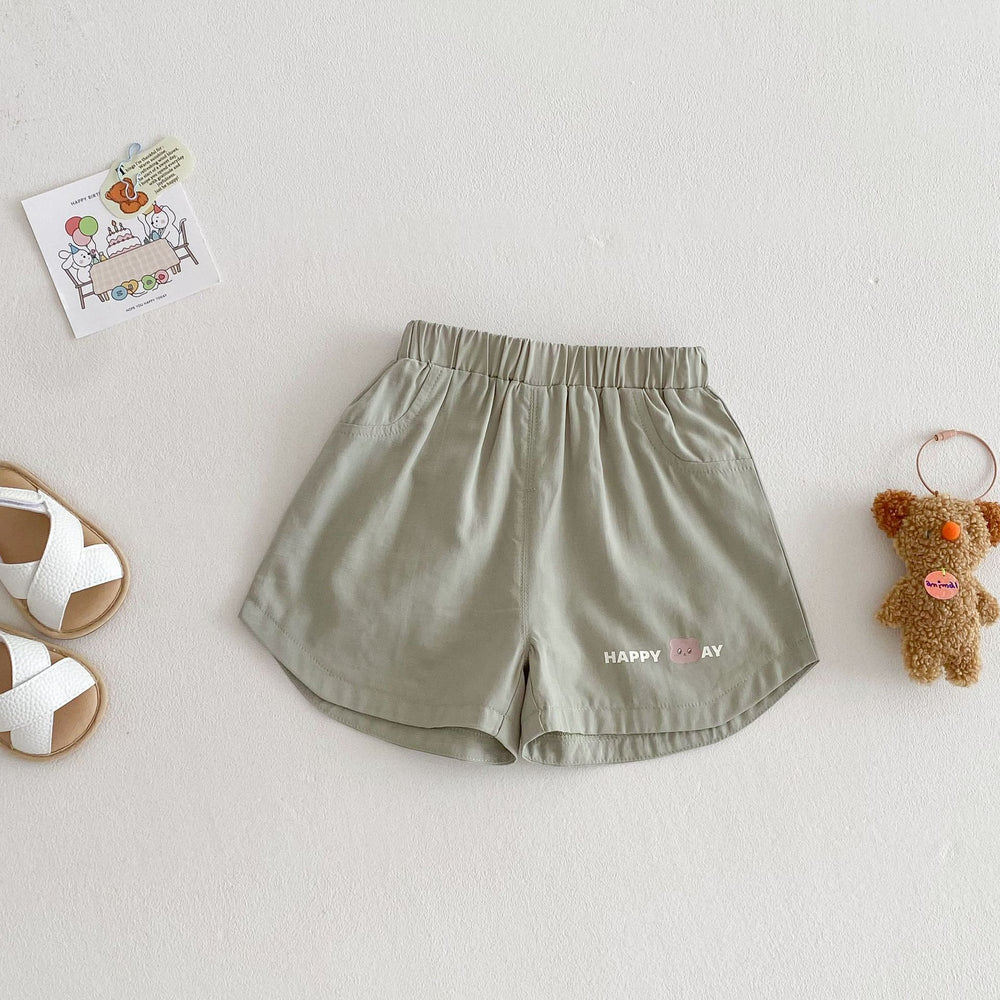Korte Broek met Beer - Lino Shorts Unisex, Bruin/Groen/Beige/Blauw, Katoen, Maat 0-5 Jaar