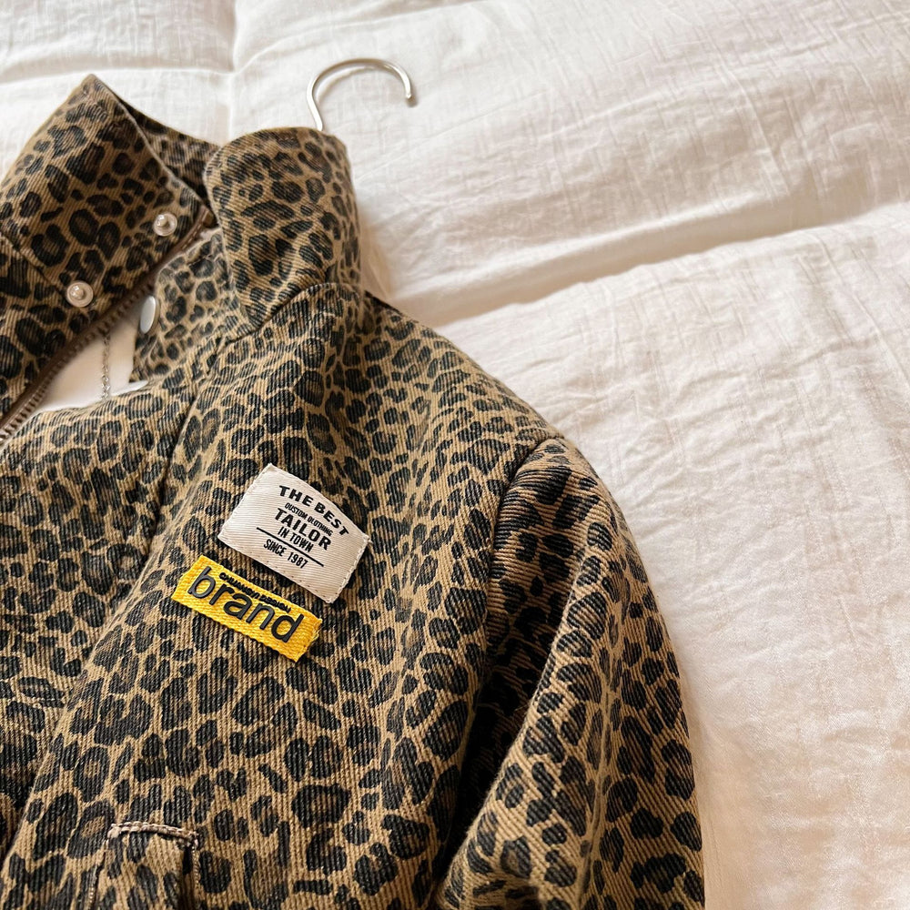 Jas met Luipaardprint - Gitega Meisjes, Bruin, Katoen, Maat 1-8 Jaar-More For Mini