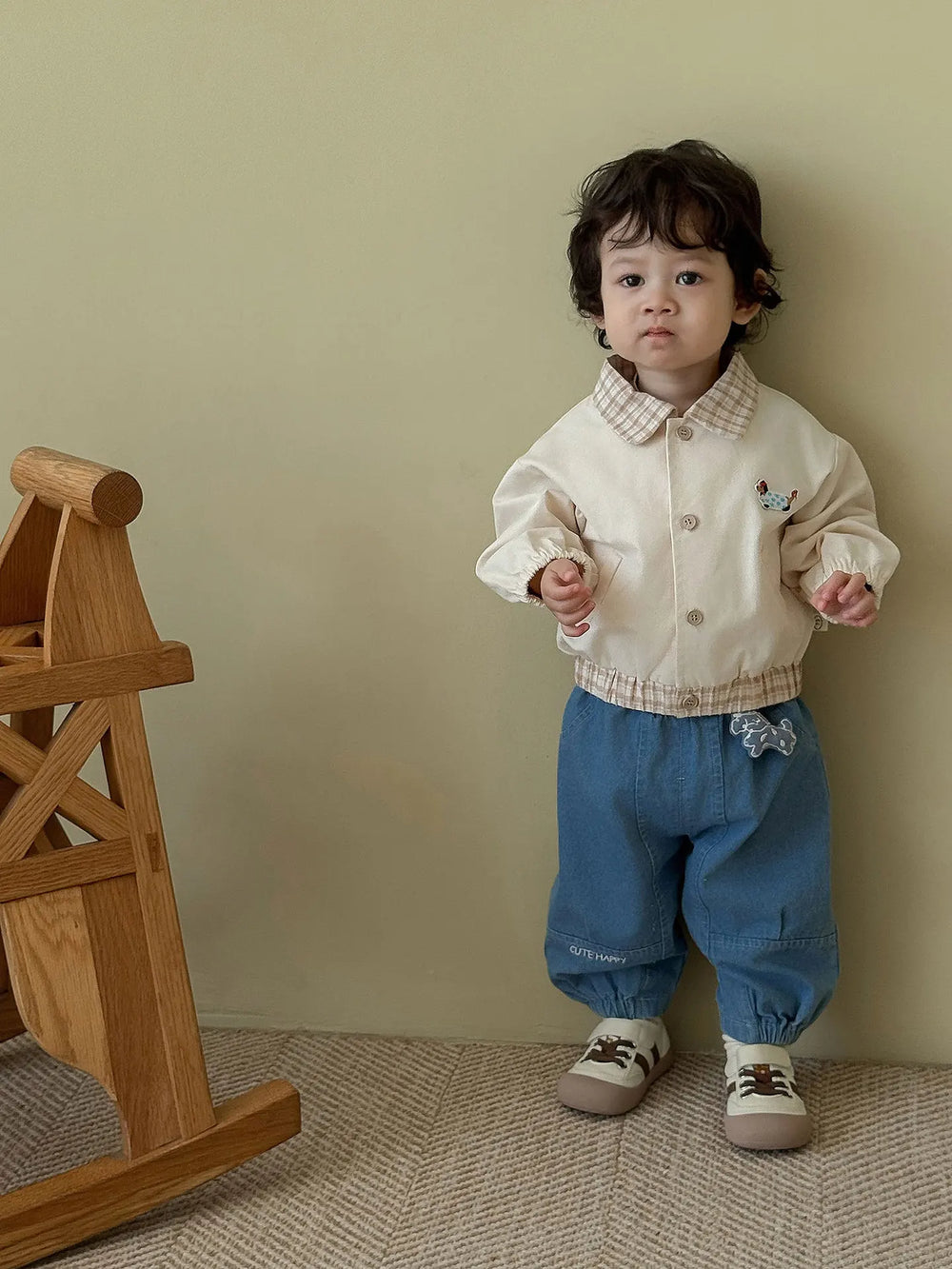 Casual Baby & Peuter Baseball Jasje – Herfst, Patchwork & Borduursels, Unisex