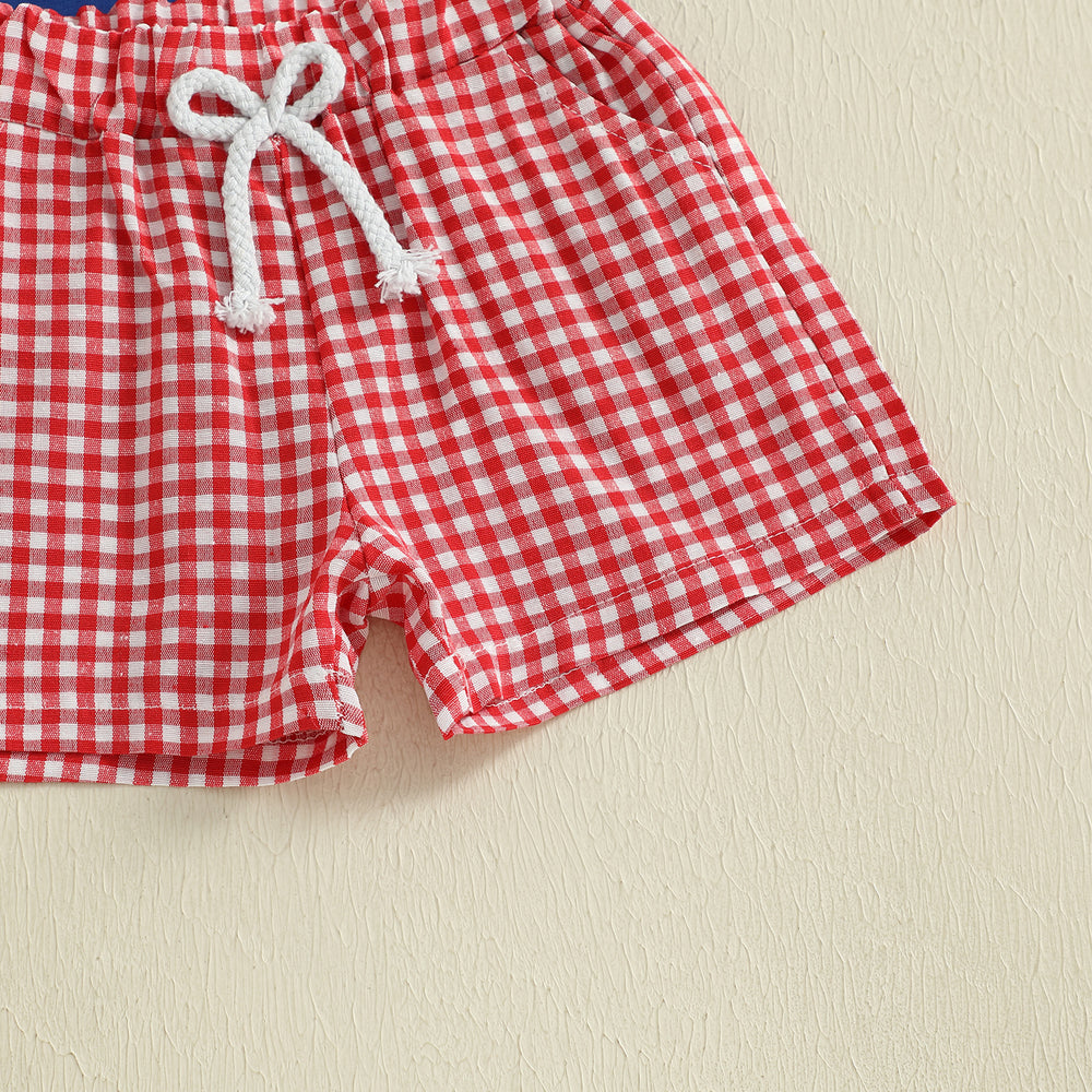 ToolTime Zomerset Jongens | T-shirt met Gereedschap & Ruitjes Short | 6mnd–4jr | Katoen & Polyester | Blauw & Rood