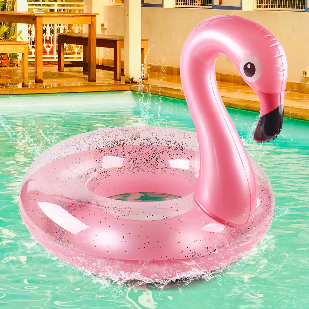 Flamingo Zwemband Glitter – Opblaasbare Pool Float | Strand & Zwembad