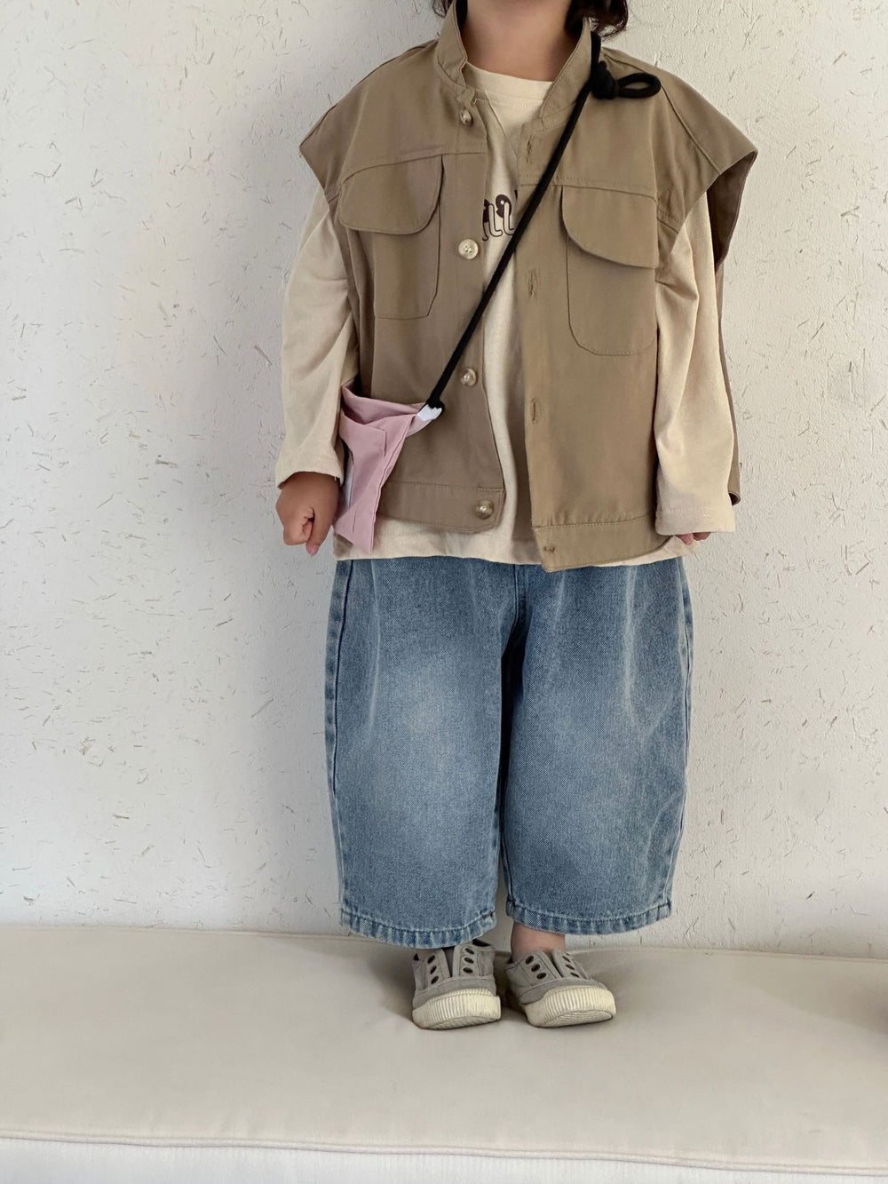 Gilet met Knoopsluiting - Explorer Unisex, Beige/Bruin, Katoen, 0-8 Jaar