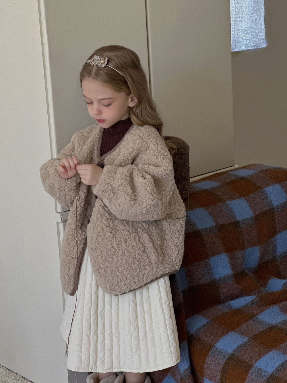 Teddy Jas - Noa Teddy Vest Meisjes, Beige, Katoen, Maat 2-7 Jaar