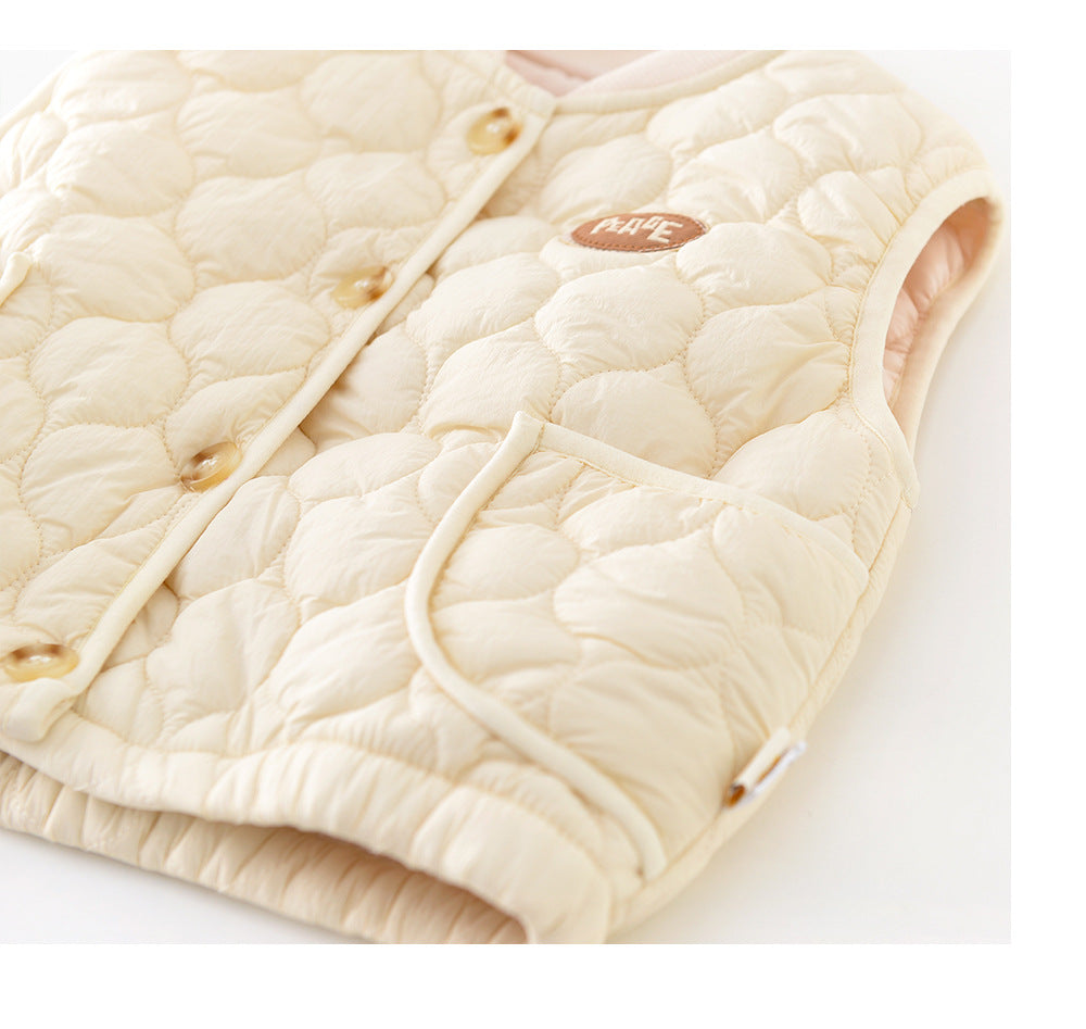 Gewatteerde Bodywarmer - CozyNest Unisex, Beige/Bruin, Katoen, Maat 0-4 Jaar