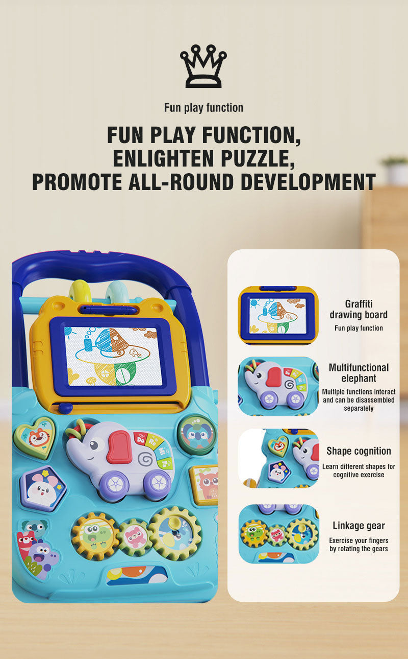 Baby Loopwagen met Activiteitenpaneel & Tekentablet – Educatief Speelgoed 9+ Maanden