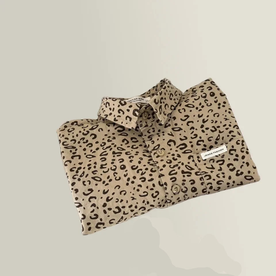 LeopardStyle Kinder Overhemd Unisex | Luipaard Print Shirt van Katoen | 2–10 Jaar | Stoer & Ademend | Casual Kinderblouse