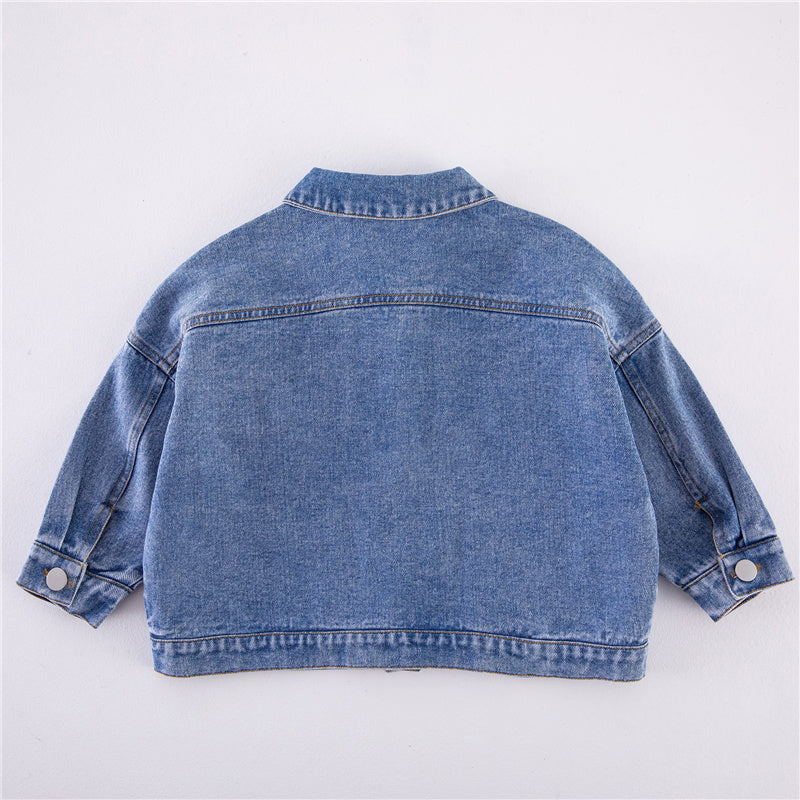 Klassieke Spijkerjas - Unisex, Blauw/Zwart, Katoen, Denim, Maat 1-8 Jaar-More For Mini