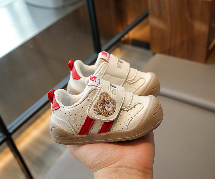 Sneaker met Klittenband - Beer Unisex, Khaki/Zwart/Rood, Maat 16-25-More For Mini
