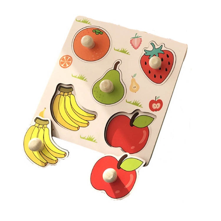 FruitWise Houten Knoppuzzel voor Peuters – Educatieve Fruit Puzzel voor Motoriek & Spelenderwijs Leren