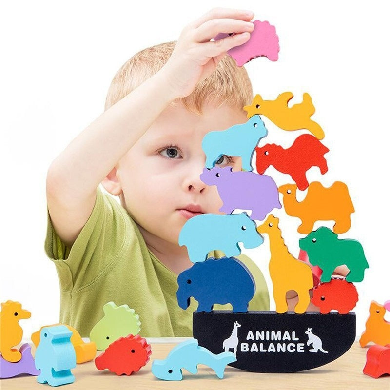 Montessori Dieren Stapelen – Creatief Evenwichtsspel, Hout, Educatief, Fijne Motoriek, 2+ Jaar-More For Mini