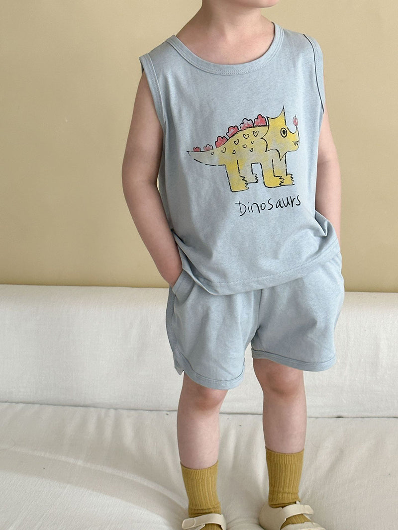 DinoFun Zomerset voor Kinderen – Uniseks Shirt & Short met Dino Print | Roaro Kids | Maat 0–8 Jaar | Katoen