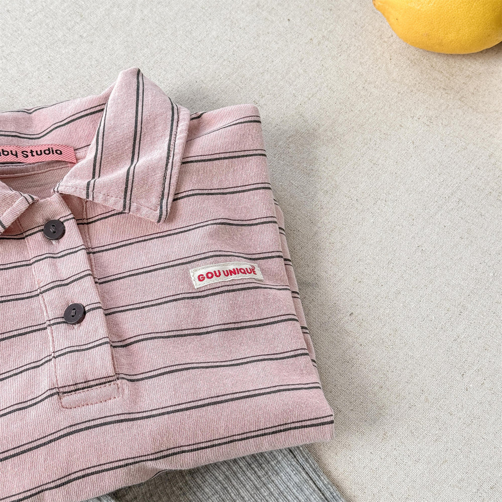 OWA Polo Stripe Unisex Kindershirt 0–6 Jaar | Gestreepte Polo – Katoen