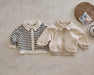 Cardigan - Little Chic Unisex, Beige/Blauw, Katoen, Maat 0-3 Jaar-More For Mini