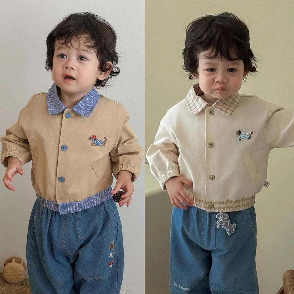 Casual Baby & Peuter Baseball Jasje – Herfst, Patchwork & Borduursels, Unisex