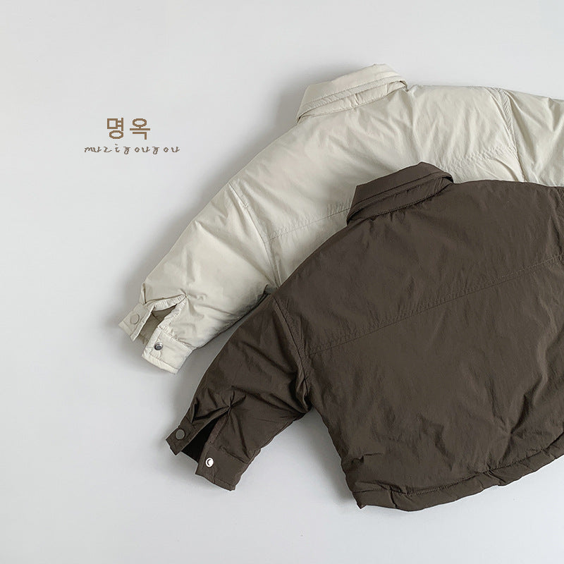 Donsjas met Polo kraag - Muziyouyou Jongens, Bruin/Wit, Polyester, Maat 0-6 Jaar-More For Mini