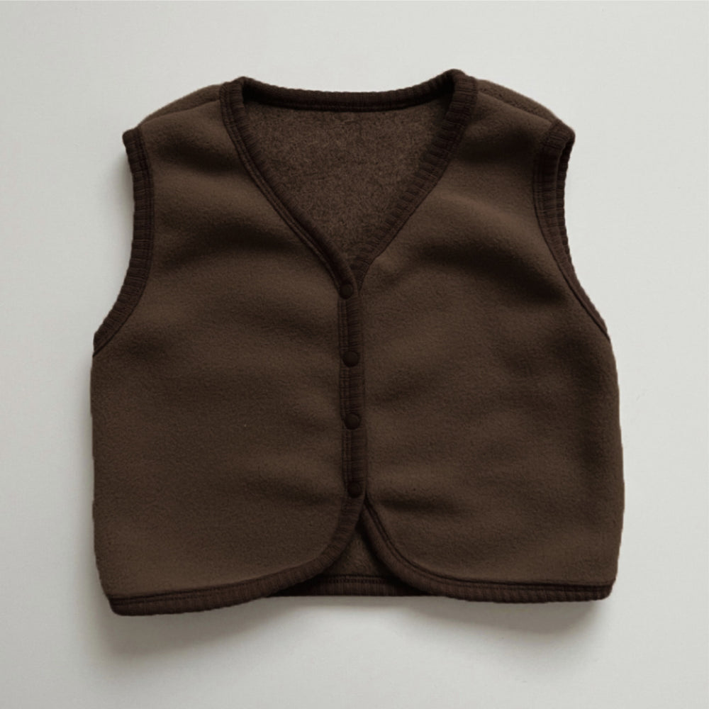 Bodywarmer met Fleece - Little Snug, Baby Unisex, Bruin/Beige, Katoen, Maat 0-2 Jaar