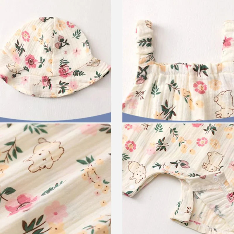 Babypakje Zonder Mouwen met Zonnehoedje – Licht & Comfortabel voor Warm Weer | Voor 1-24 Maanden