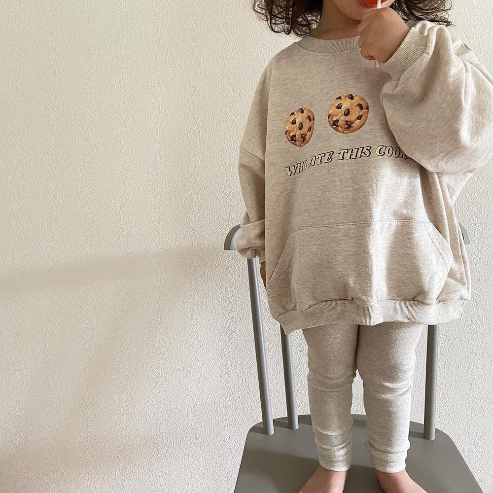 Sweater met Koekjes - Cookiecrew Jongens/Meisjes, Bruin/Grijs, Katoen, Maat 0-5 Jaar
