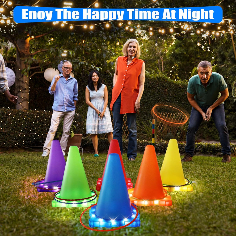 LED Werpspel Set Kinderen – Lichtgevende Kegels & Ringen Spel