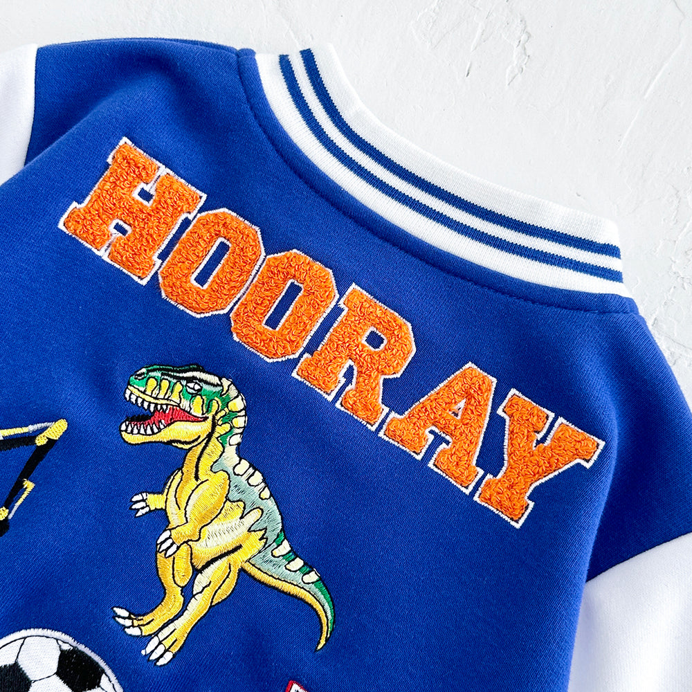 Baseball Jas - Asmara Unisex, Blauw/Roze, Katoen, Maat 0-3 jaar-More For Mini