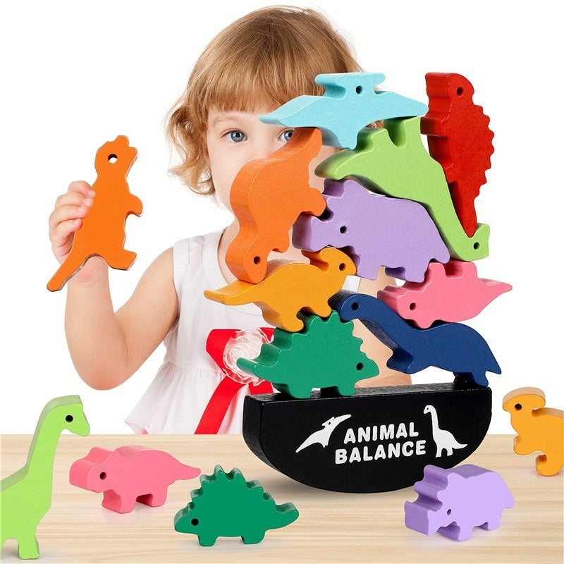 Montessori Dieren Stapelen – Creatief Evenwichtsspel, Hout, Educatief, Fijne Motoriek, 2+ Jaar-More For Mini