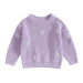Gebreide Trui met Bloemen – Meisjes, Beige/Groen/Grijs/Paars/Roze, Katoen, Maat 0-6 Jaar-More For Mini
