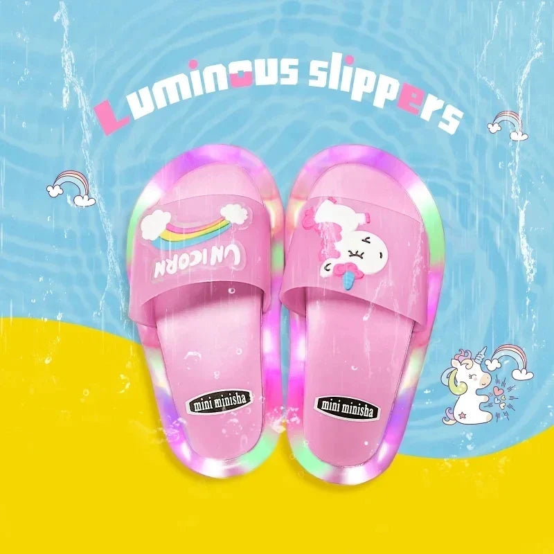 Eenhoorn Slippers met LED Licht voor Kinderen – Speels & Kleurrijk