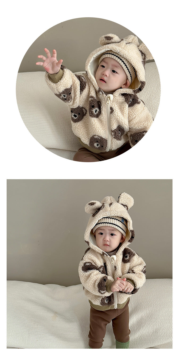 Teddy Vest Baby met Oortjes – Warme Fleece Jas (0–3 Jaar)
