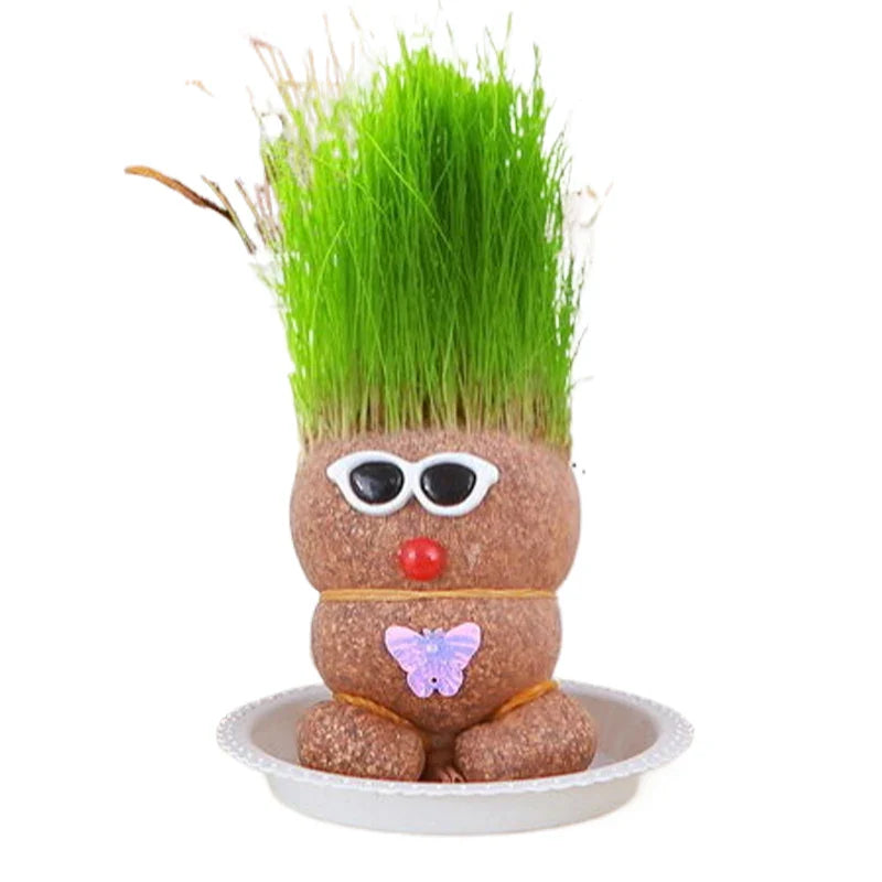 Graspop met Groeiend Gras – Figuurplant Decoratie & Cadeau