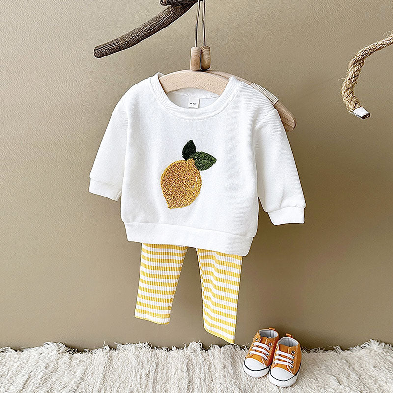 Set met Legging en Sweater - BerryBabe Meisjes, Roze/Geel/Groen, Katoen, Maat 0-3 Jaar
