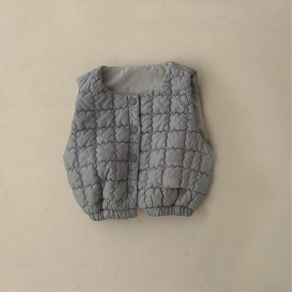 Gewatteerde Bodywarmer | Cloudnest Unisex, Grijs/Beige, Katoen, 0-3 Jaar