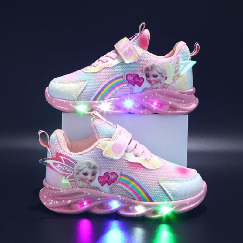 Rainbow Glitter LED Kindersneakers – Oplichtende Zool | Maat 22-35