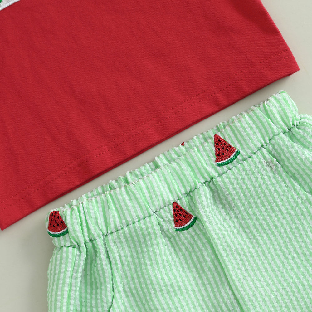 Watermeloen Zomerset Baby & Peuter | Unisex T-shirt & Korte Broek | Fruitprint Outfit 6mnd–4jr | Katoen & Polyester