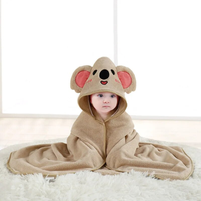 SnuggleTales Baby Hooded Badhanddoek – Zachte Cartoon Dieren Handdoek voor Kinderen