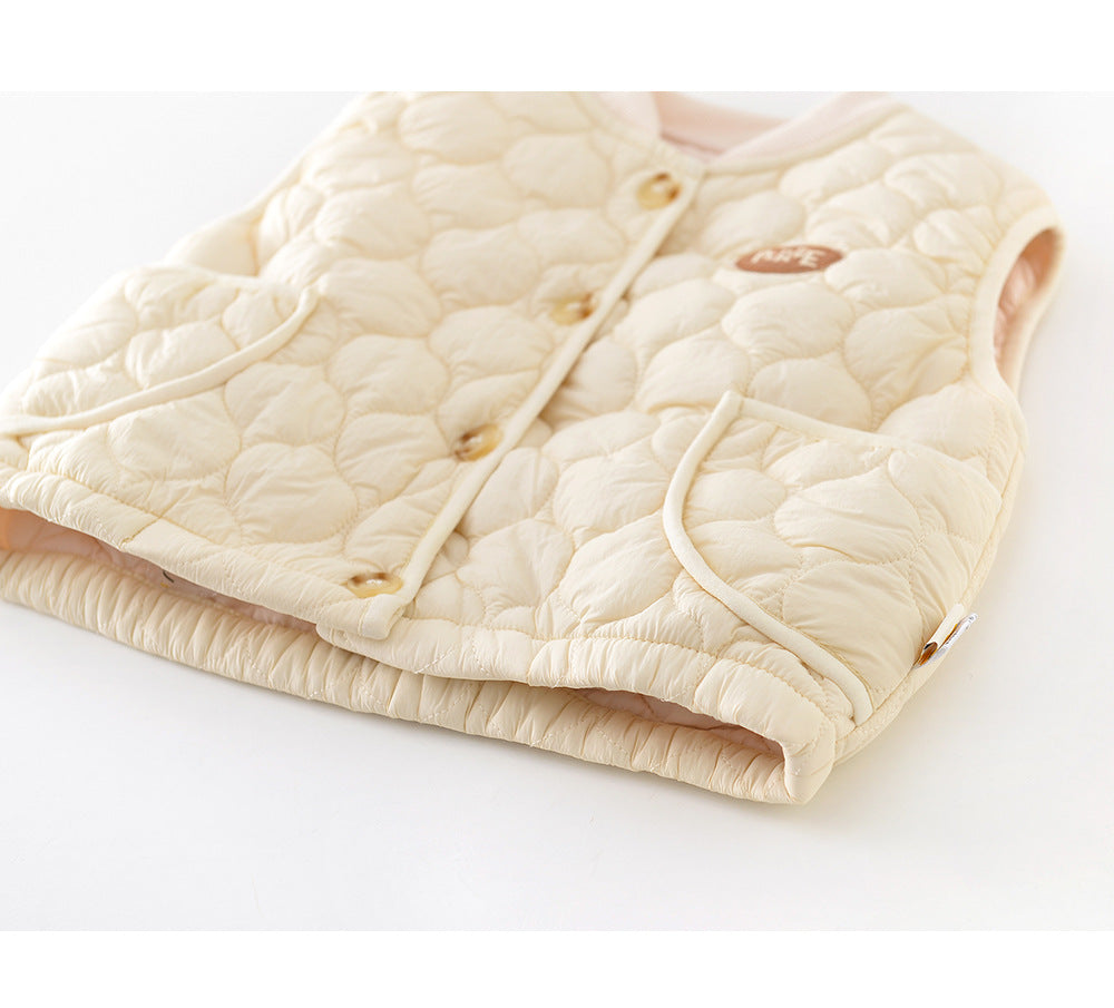 Gewatteerde Bodywarmer - CozyNest Unisex, Beige/Bruin, Katoen, Maat 0-4 Jaar