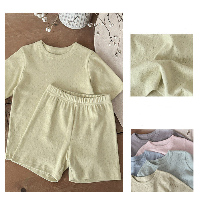 Unisex Ribstof Zomerset Baby & Peuter – T-shirt + Short – Katoen – Little Loom – Geel, Grijs, Blauw, Roze, Groen – Maat 0-4 Jaar